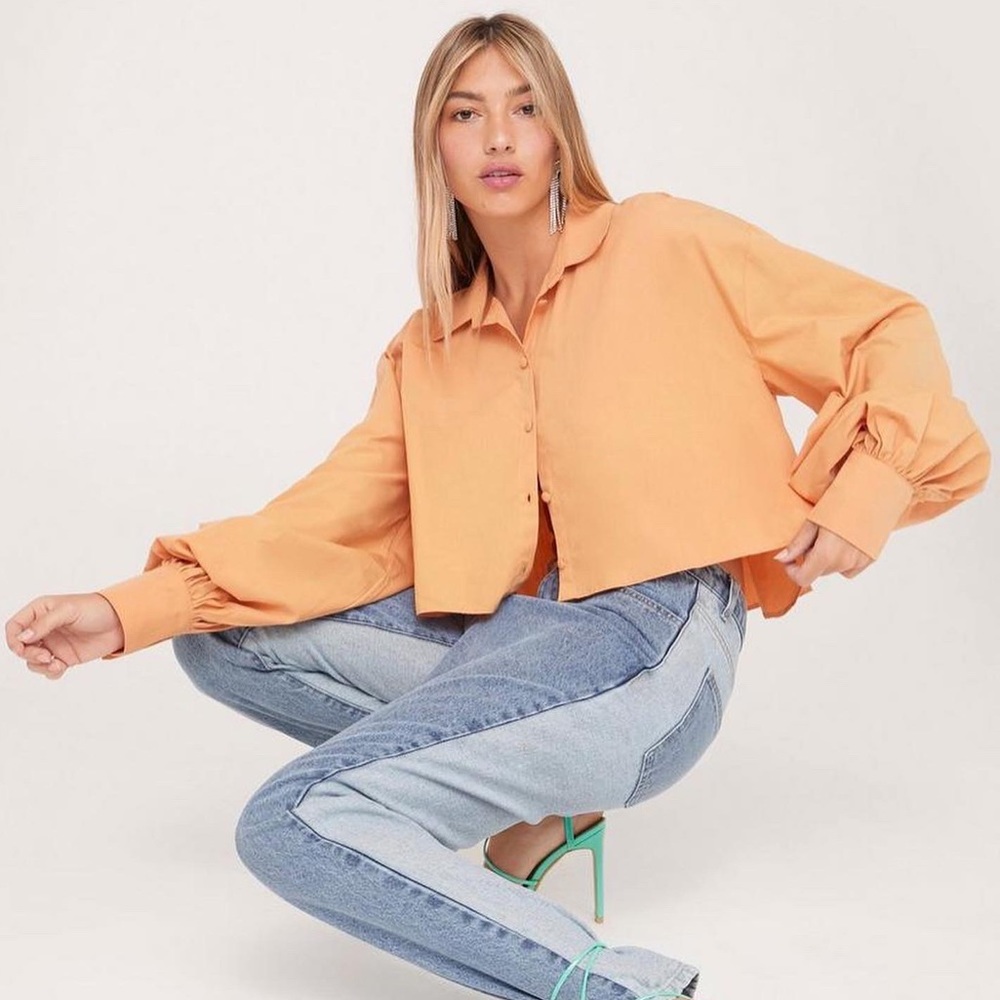 Organic Cotton Cropped Button Up shirt
